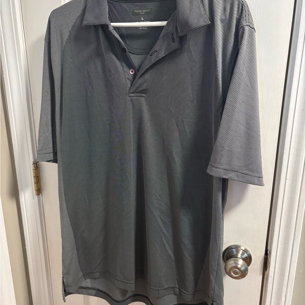 Pronto Uomo Men's Dark Gray Polo Shirt Size Large